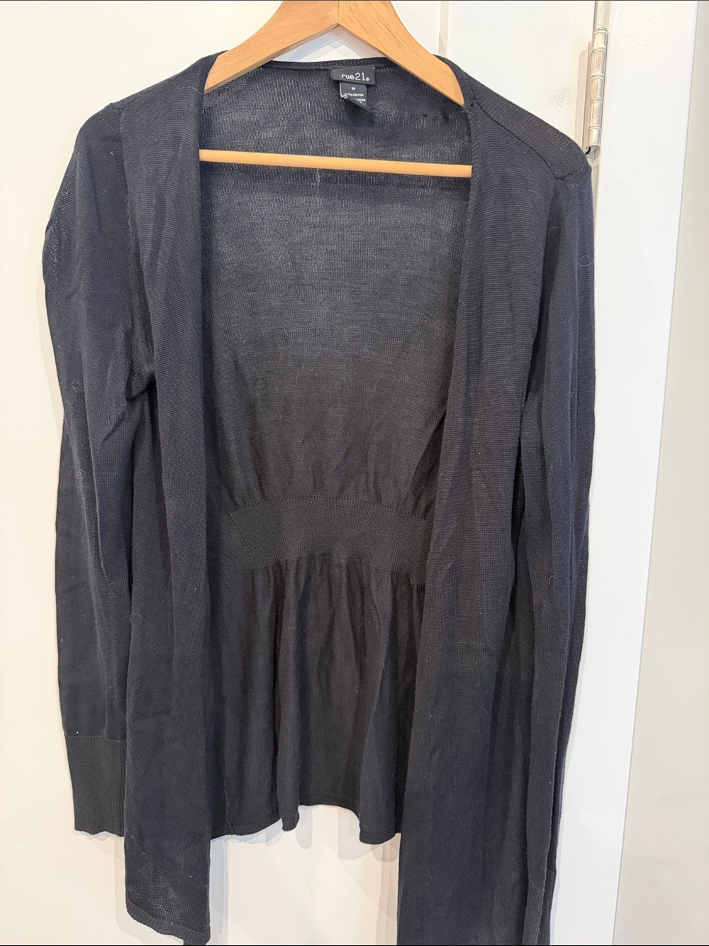 Rue21 Black Open-Front Peplum Cardigan, Medium